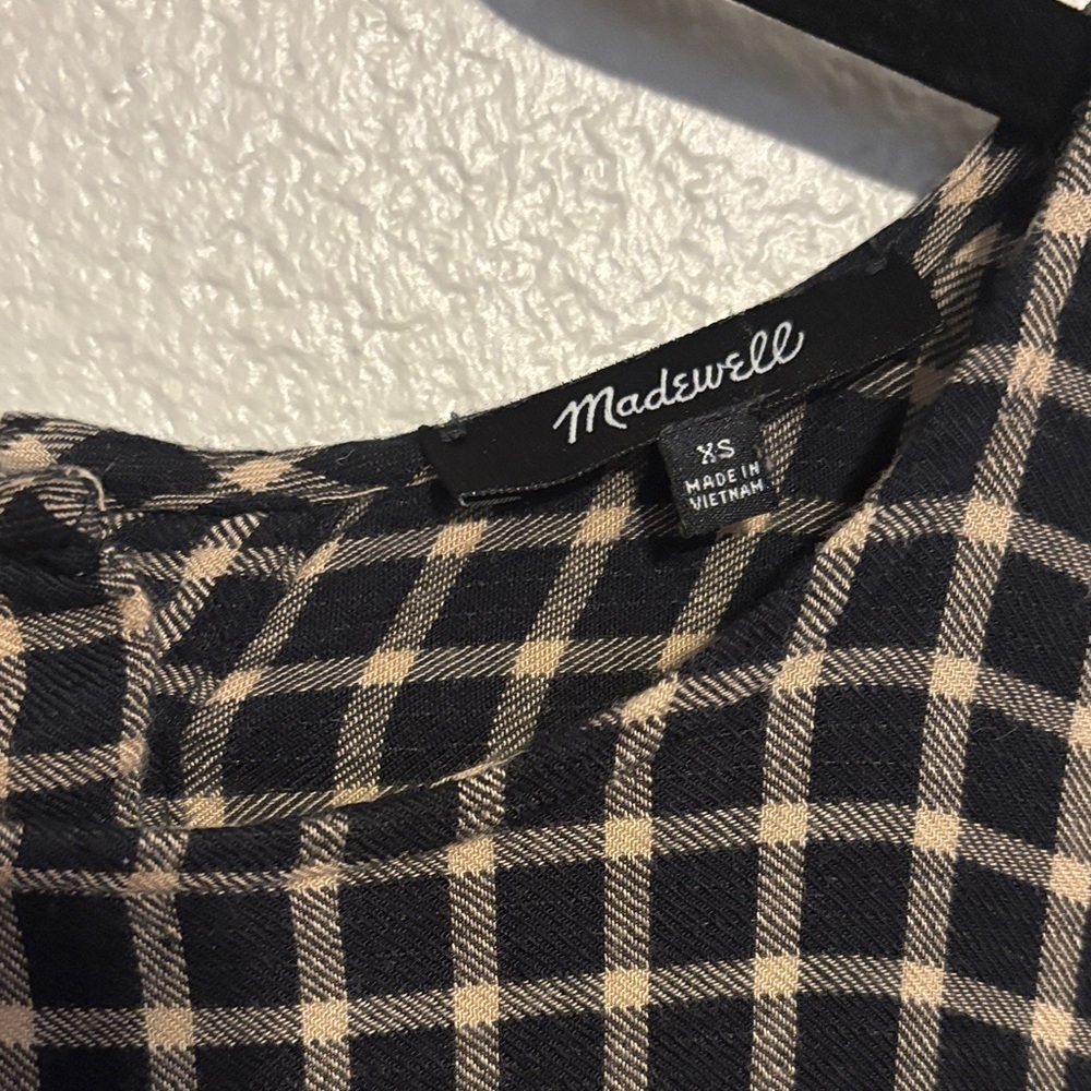 Madewell Black and Cream Checkered Blouse - Picture 2 of 5
